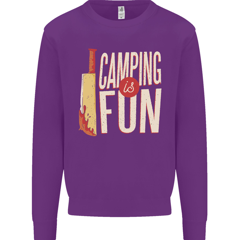 Camping is Fun Funny Murder Halloween Kids Sweatshirt Jumper Purple