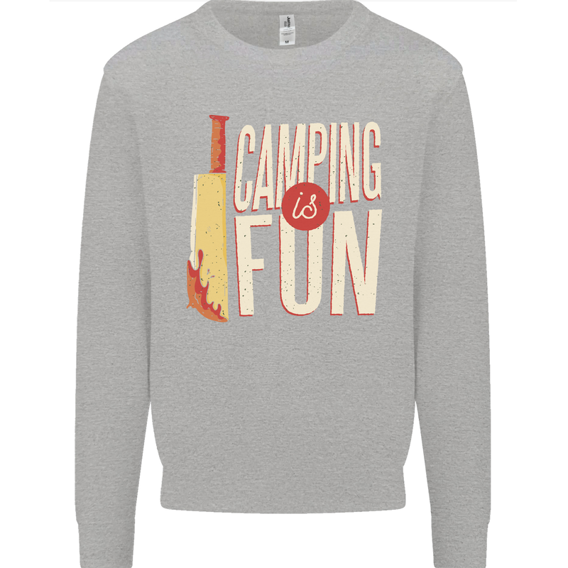 Camping is Fun Funny Murder Halloween Kids Sweatshirt Jumper Sports Grey