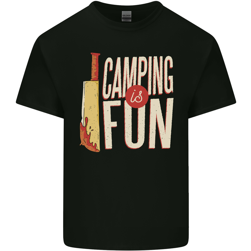 Camping is Fun Funny Murder Halloween Mens Cotton T-Shirt Tee Top Black