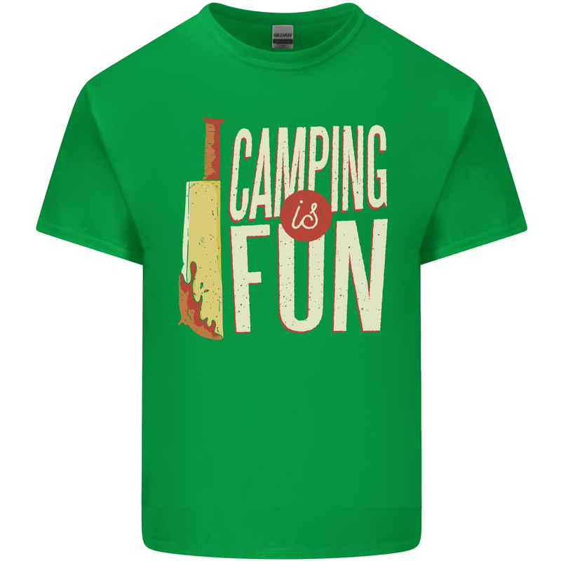 Camping is Fun Funny Murder Halloween Mens Cotton T-Shirt Tee Top Irish Green