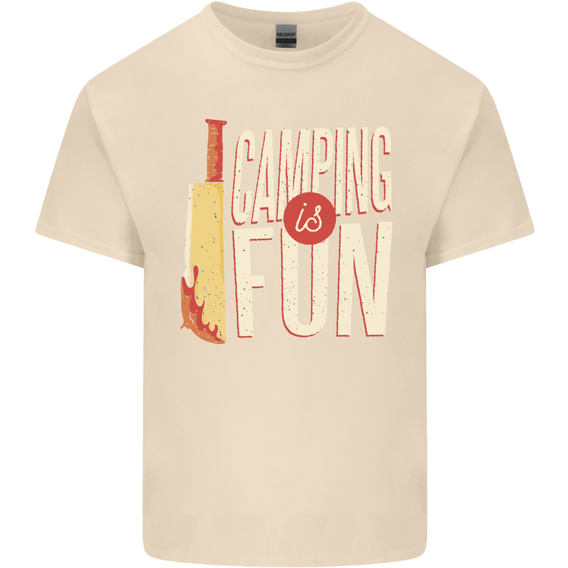 Camping is Fun Funny Murder Halloween Mens Cotton T-Shirt Tee Top Natural