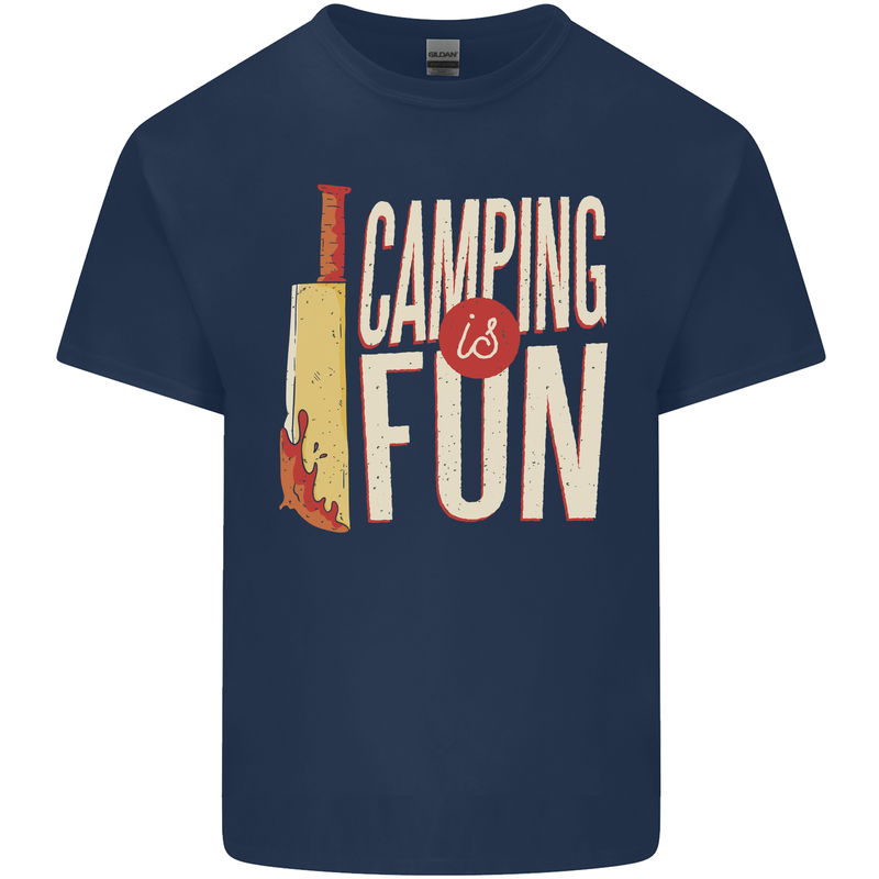 Camping is Fun Funny Murder Halloween Mens Cotton T-Shirt Tee Top Navy Blue