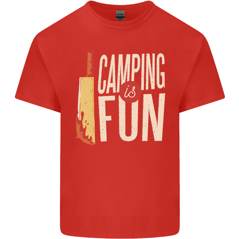 Camping is Fun Funny Murder Halloween Mens Cotton T-Shirt Tee Top Red