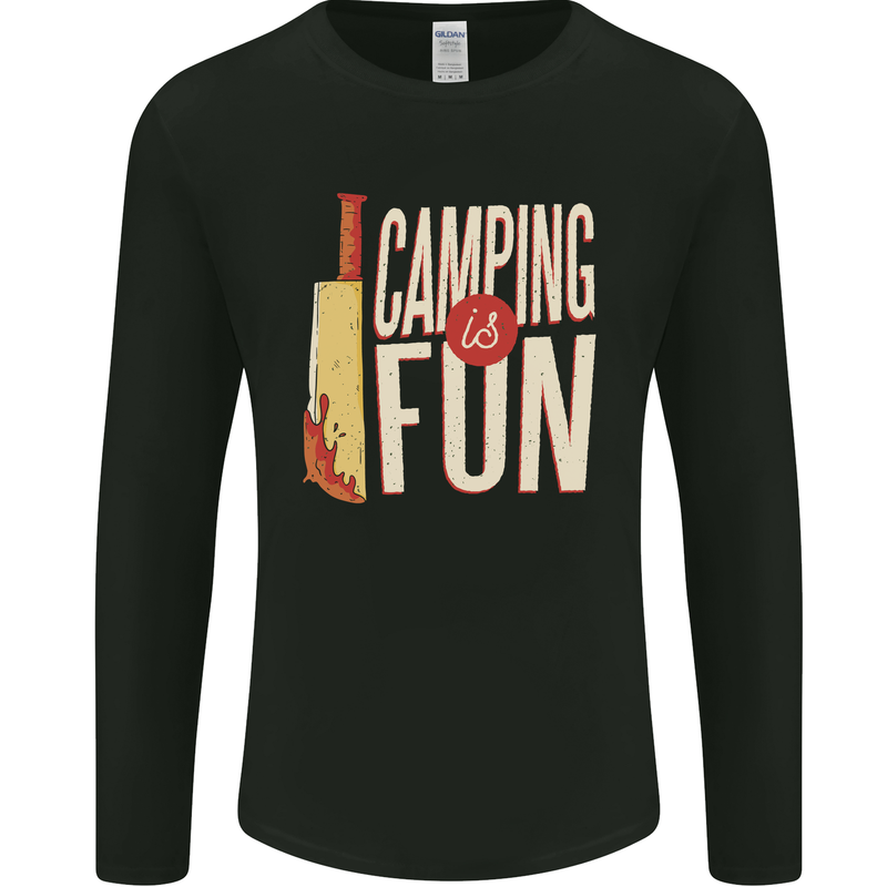 Camping is Fun Funny Murder Halloween Mens Long Sleeve T-Shirt Black