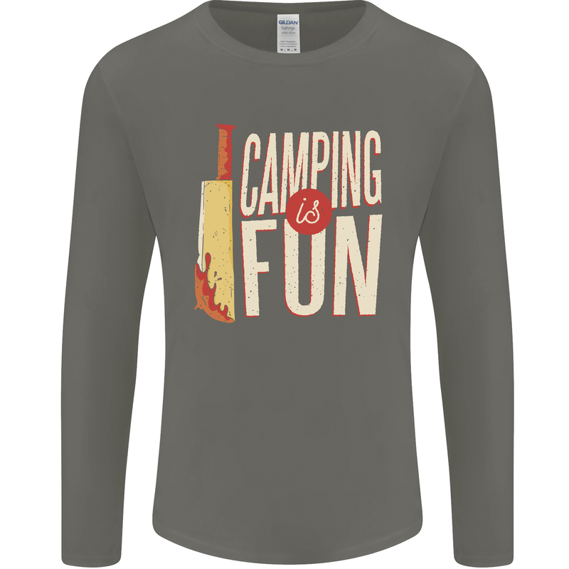 Camping is Fun Funny Murder Halloween Mens Long Sleeve T-Shirt Charcoal