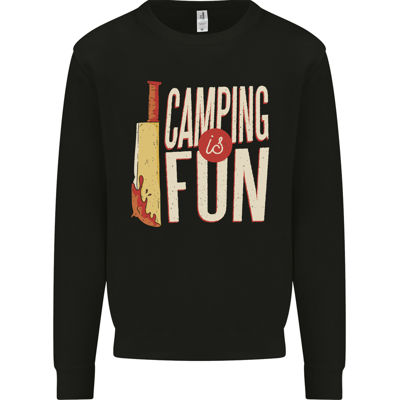 Camping is Fun Funny Murder Halloween Mens Sweatshirt Jumper Black