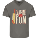 Camping is Fun Funny Murder Halloween Mens V-Neck Cotton T-Shirt Charcoal