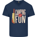 Camping is Fun Funny Murder Halloween Mens V-Neck Cotton T-Shirt Navy Blue