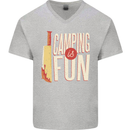 Camping is Fun Funny Murder Halloween Mens V-Neck Cotton T-Shirt Sports Grey