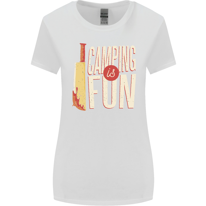 Camping is Fun Funny Murder Halloween Womens Wider Cut T-Shirt White