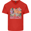 Camping is My Escape From Reality Caravan Mens V-Neck Cotton T-Shirt Red