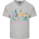 Camping is My Escape From Reality Caravan Mens V-Neck Cotton T-Shirt Sports Grey
