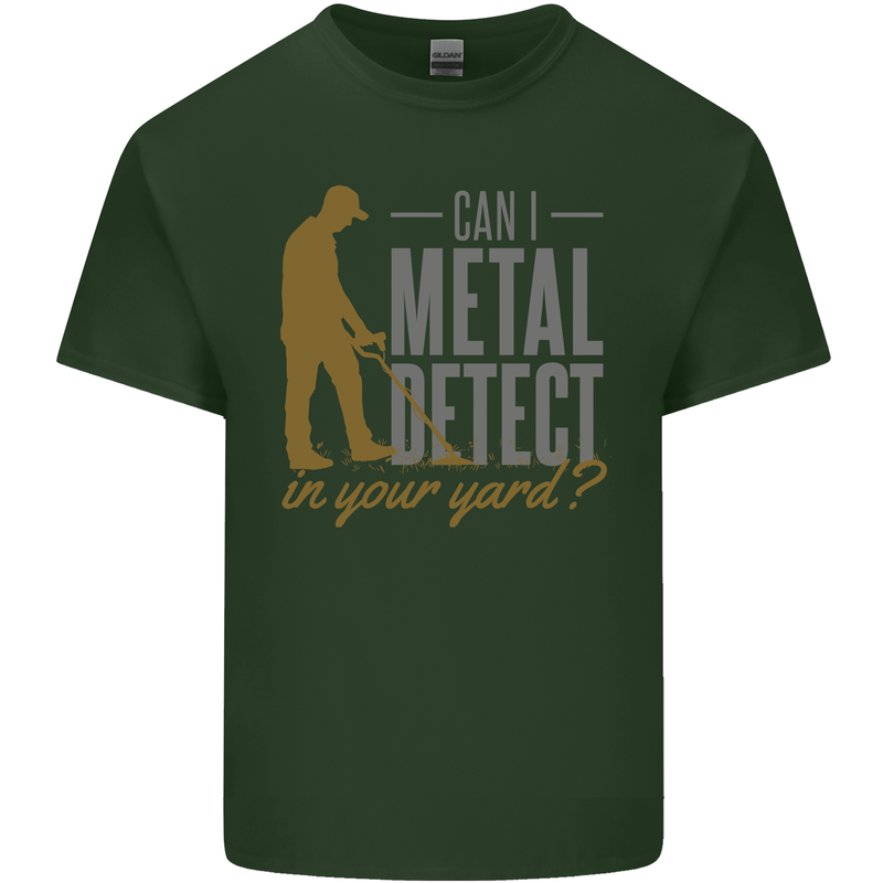 Can I Metal Detect Funny Detecting Detector Mens Cotton T-Shirt Tee Top Forest Green