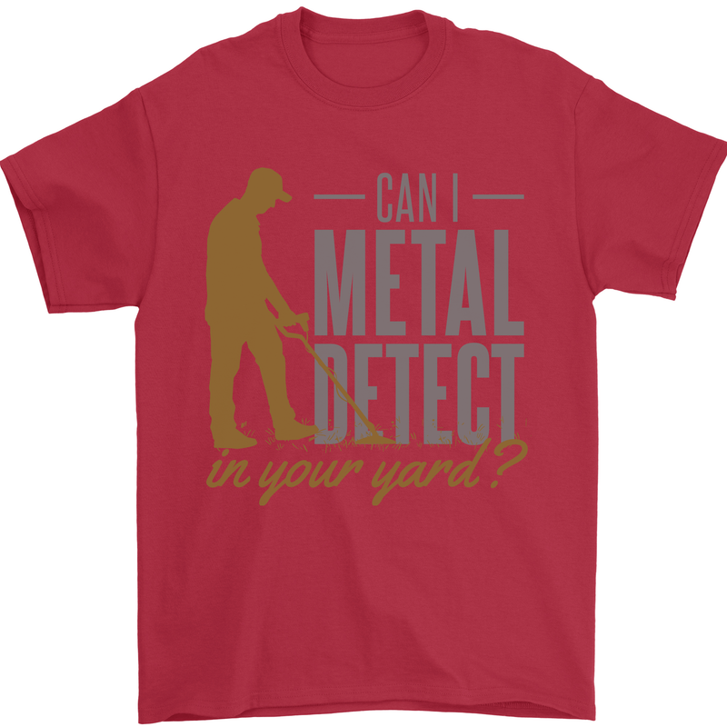 Can I Metal Detect Funny Detecting Detector Mens T-Shirt 100% Cotton Red