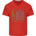 Can I Metal Detect Funny Detecting Detector Mens V-Neck Cotton T-Shirt Red