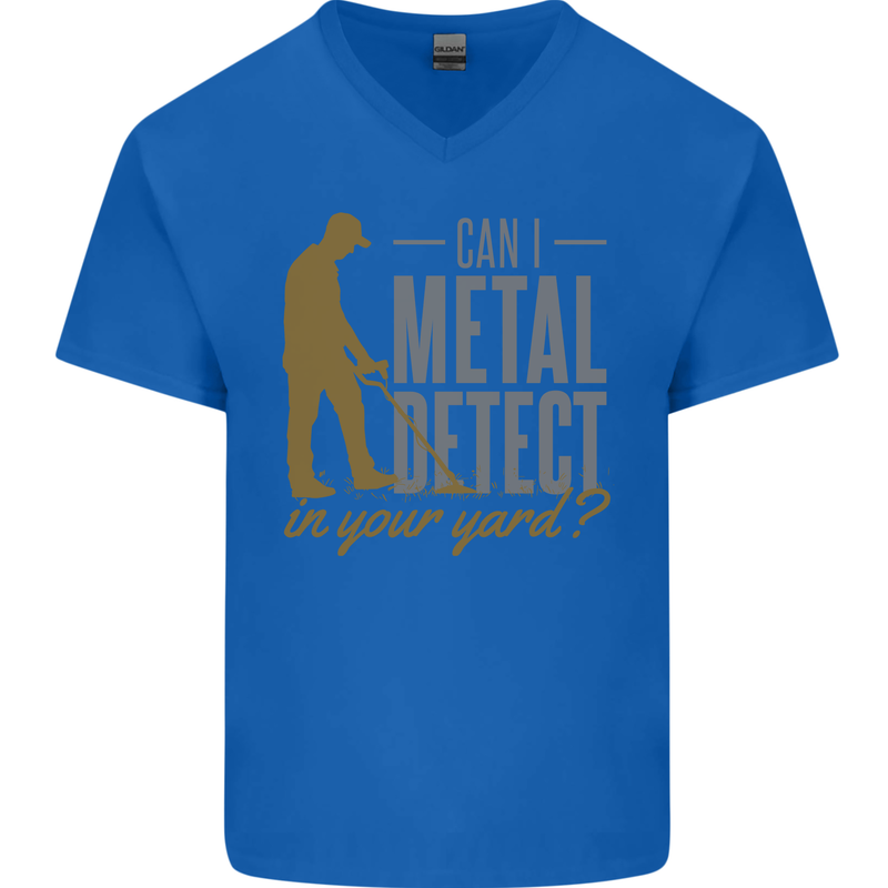 Can I Metal Detect Funny Detecting Detector Mens V-Neck Cotton T-Shirt Royal Blue