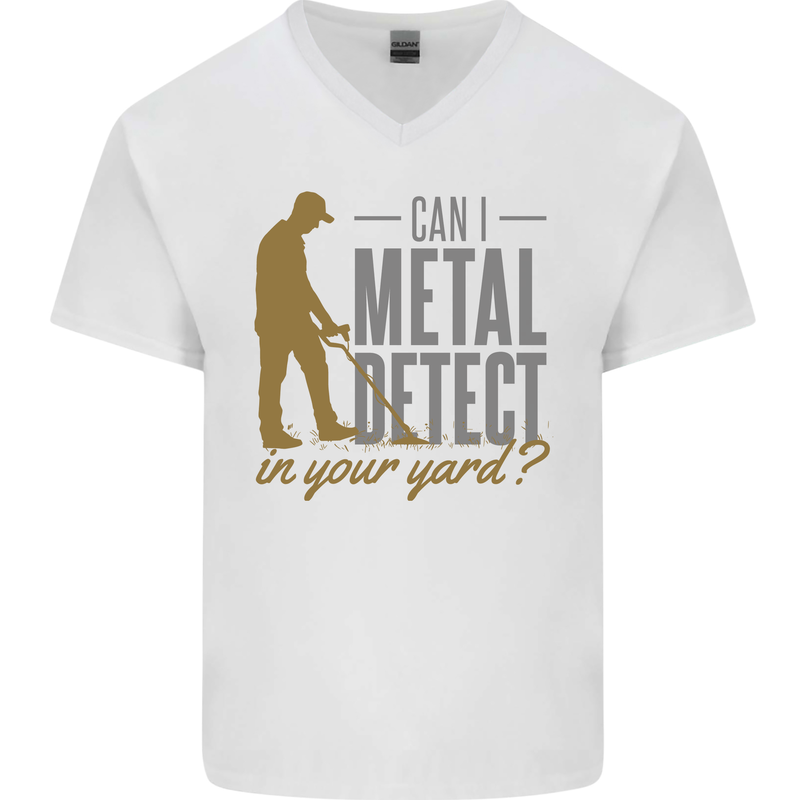 Can I Metal Detect Funny Detecting Detector Mens V-Neck Cotton T-Shirt White