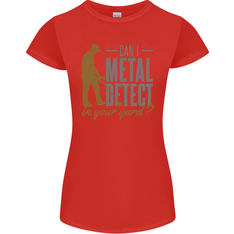 Can I Metal Detect Funny Detecting Detector Womens Petite Cut T-Shirt Red