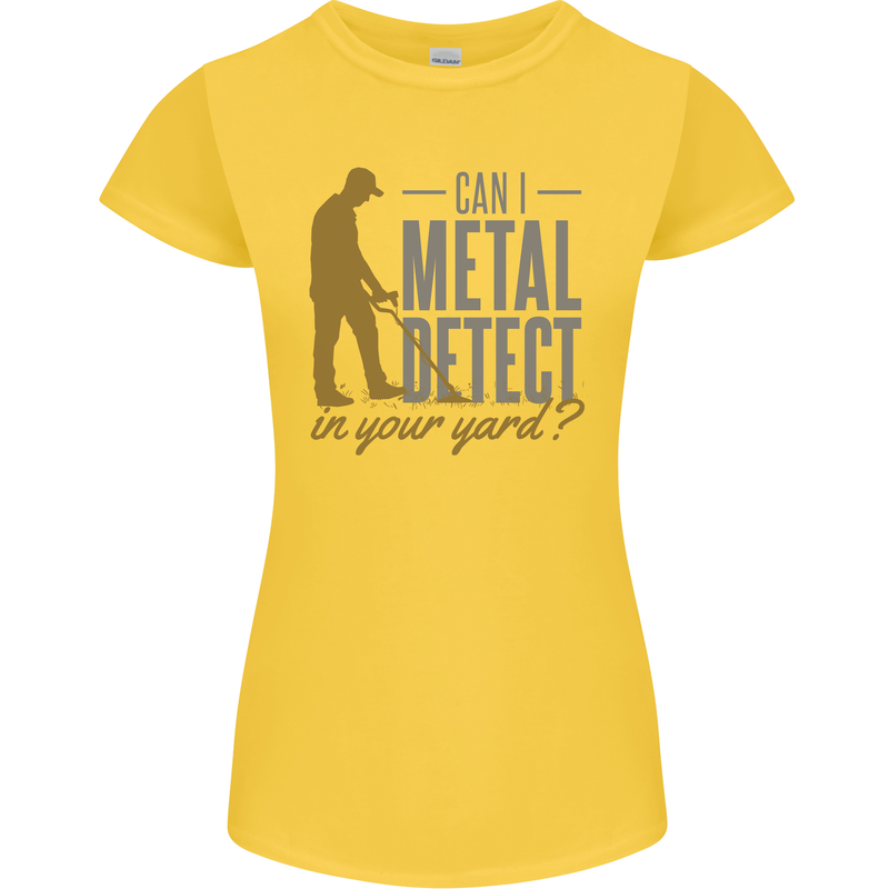 Can I Metal Detect Funny Detecting Detector Womens Petite Cut T-Shirt Yellow
