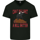 Can't Bullsh!t a Bullshiter Funny Offensive Mens V-Neck Cotton T-Shirt Black
