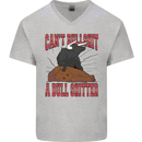 Can't Bullsh!t a Bullshiter Funny Offensive Mens V-Neck Cotton T-Shirt Sports Grey