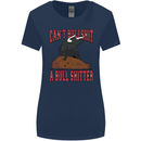 Can't Bullsh!t a Bullshiter Funny Offensive Womens Wider Cut T-Shirt Navy Blue