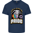 Can't Hide My Pride LGBT Gay Awareness Mens V-Neck Cotton T-Shirt Navy Blue