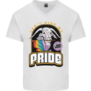 Can't Hide My Pride LGBT Gay Awareness Mens V-Neck Cotton T-Shirt White