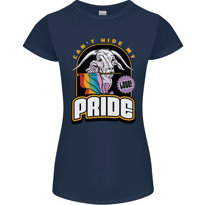 Can't Hide My Pride LGBT Gay Awareness Womens Petite Cut T-Shirt Navy Blue