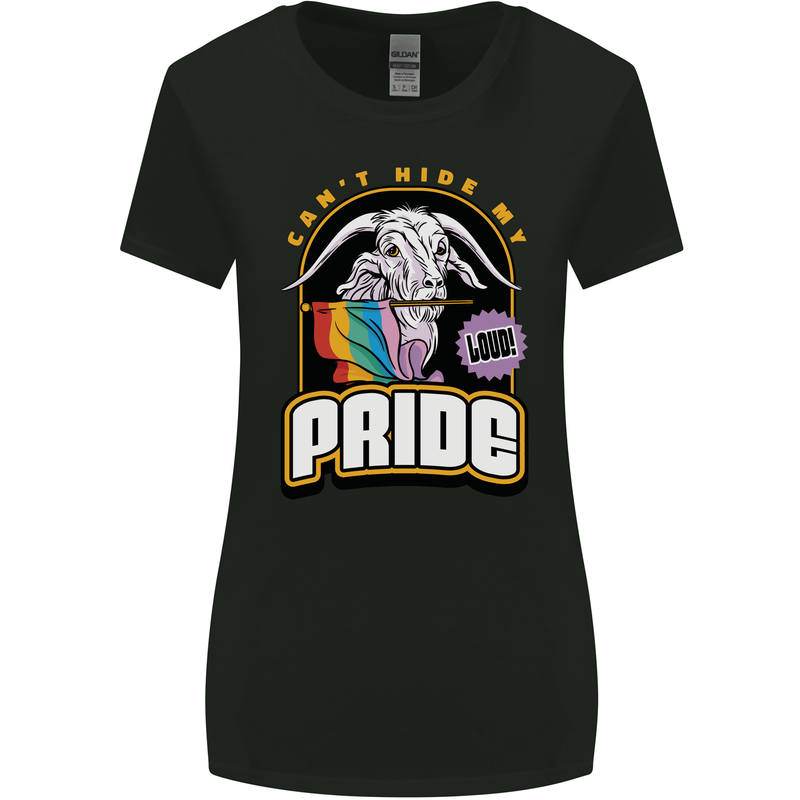 Can't Hide My Pride LGBT Gay Awareness Womens Wider Cut T-Shirt Black