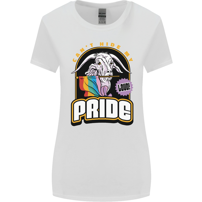 Can't Hide My Pride LGBT Gay Awareness Womens Wider Cut T-Shirt White