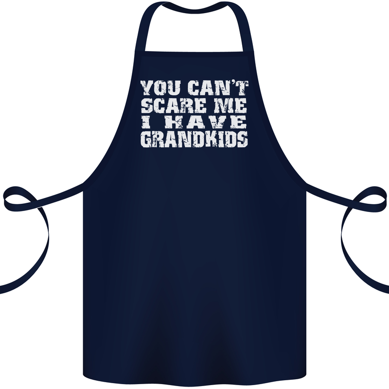 Can't Scare Me Grandkids Grandparent's Day Cotton Apron 100% Organic Navy Blue