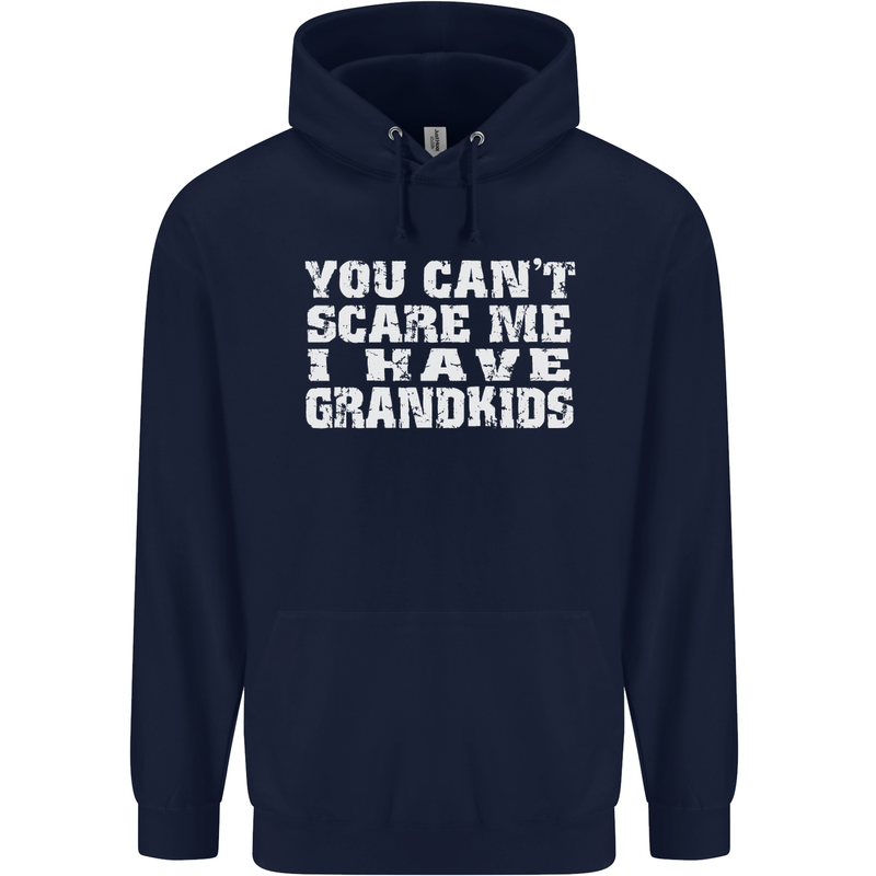 Can't Scare Me Grandkids Grandparent's Day Mens 80% Cotton Hoodie Navy Blue