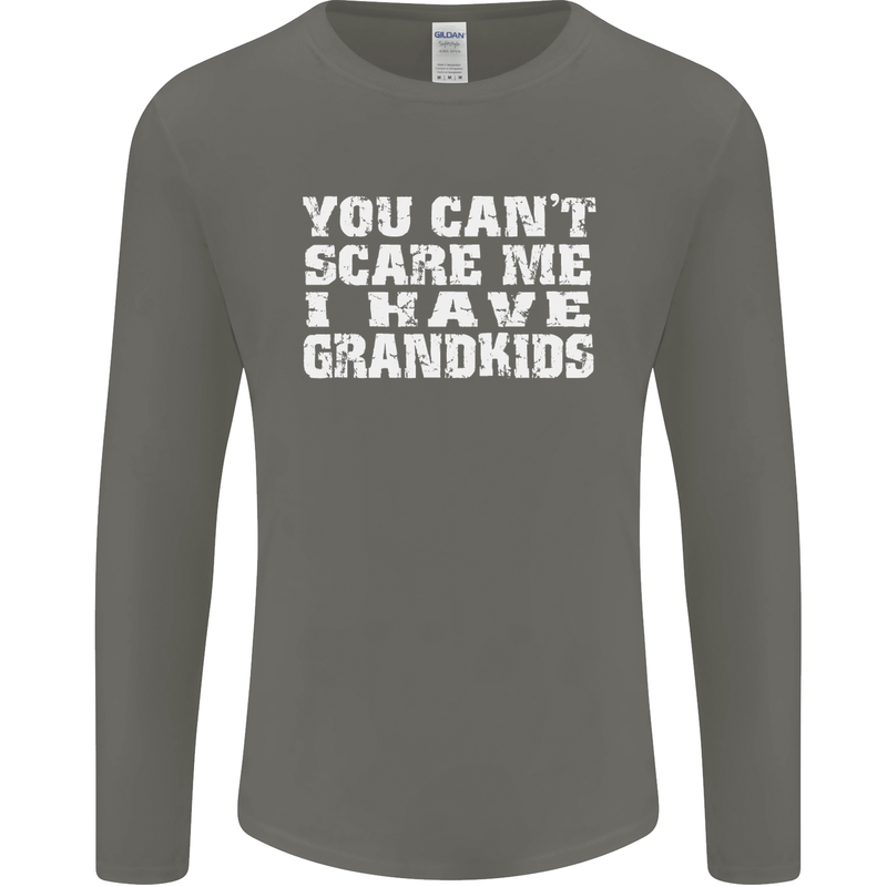 Can't Scare Me Grandkids Grandparent's Day Mens Long Sleeve T-Shirt Charcoal