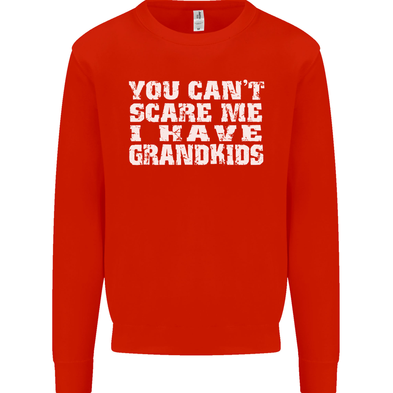 Can't Scare Me Grandkids Grandparent's Day Mens Sweatshirt Jumper Bright Red