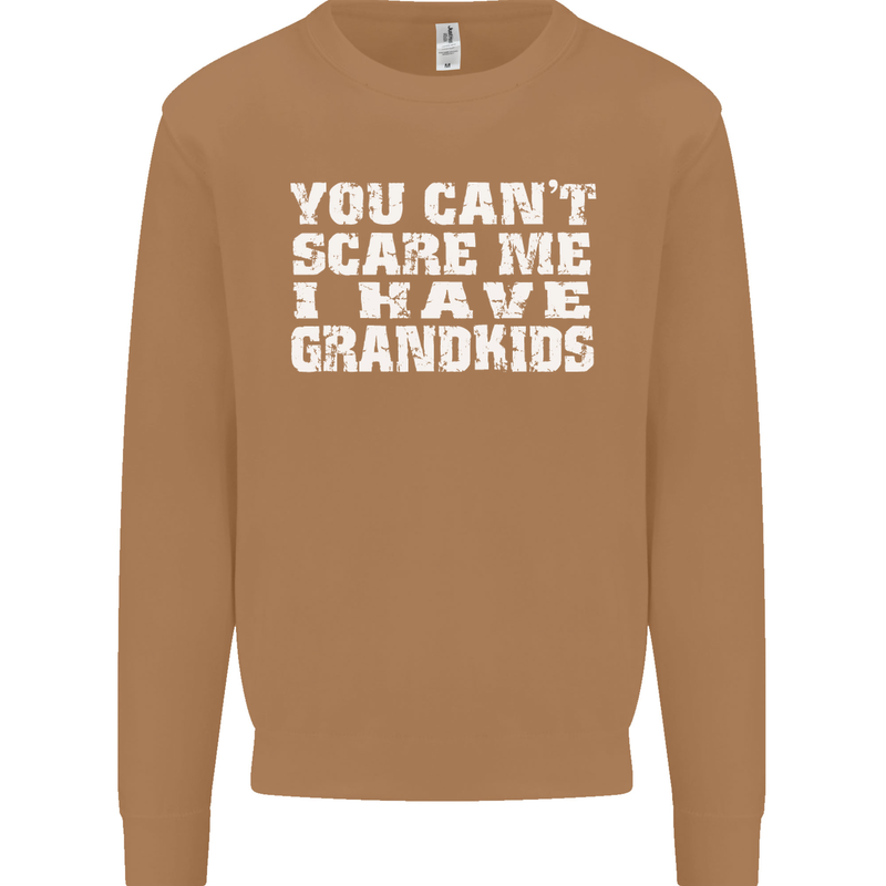Can't Scare Me Grandkids Grandparent's Day Mens Sweatshirt Jumper Caramel Latte