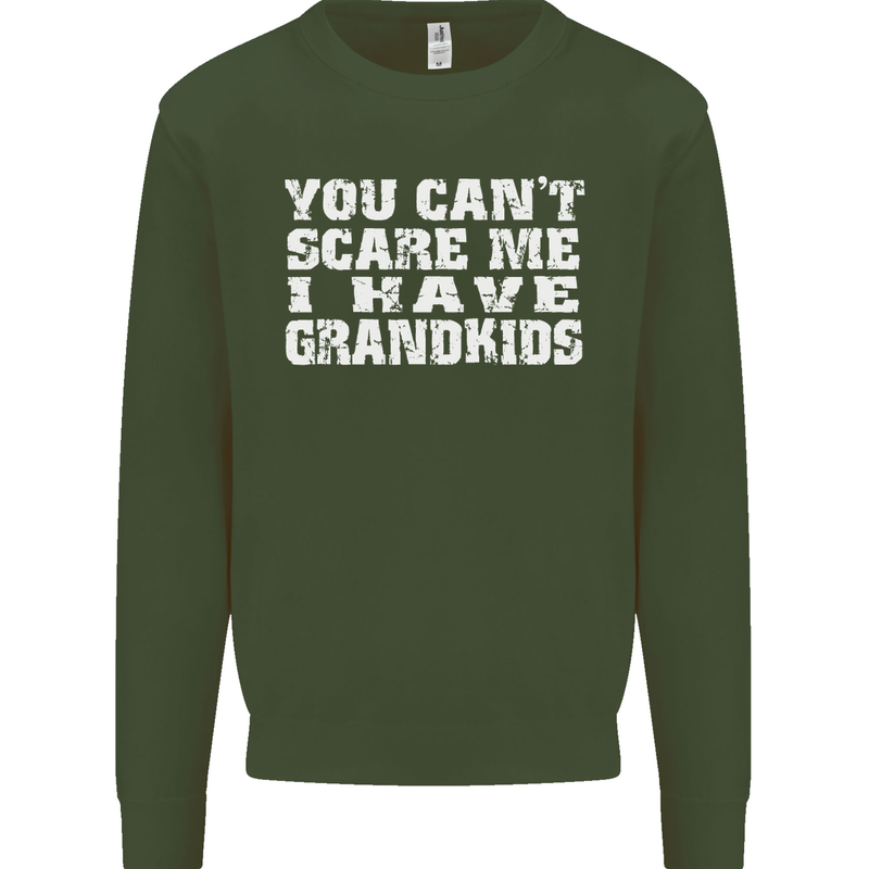 Can't Scare Me Grandkids Grandparent's Day Mens Sweatshirt Jumper Forest Green