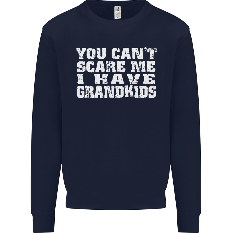 Can't Scare Me Grandkids Grandparent's Day Mens Sweatshirt Jumper Navy Blue