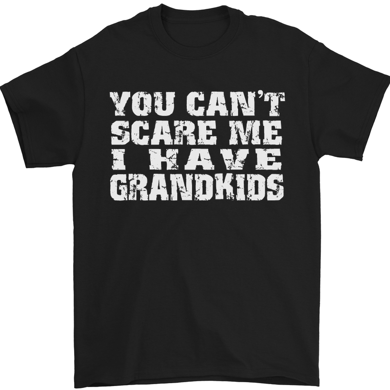 Can't Scare Me Grandkids Grandparent's Day Mens T-Shirt Cotton Gildan Black