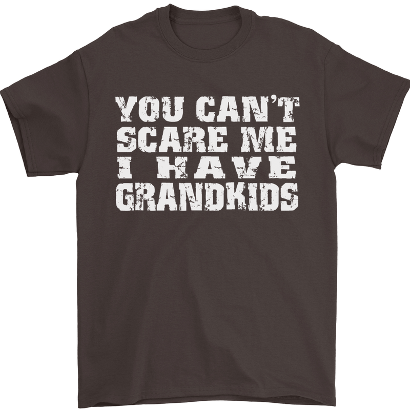 Can't Scare Me Grandkids Grandparent's Day Mens T-Shirt Cotton Gildan Dark Chocolate