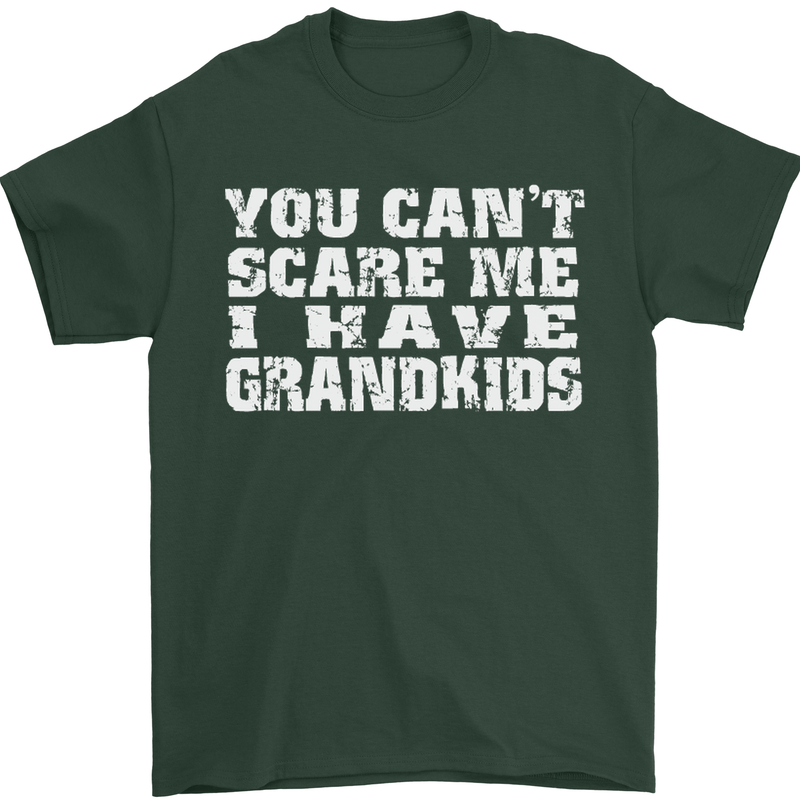 Can't Scare Me Grandkids Grandparent's Day Mens T-Shirt Cotton Gildan Forest Green