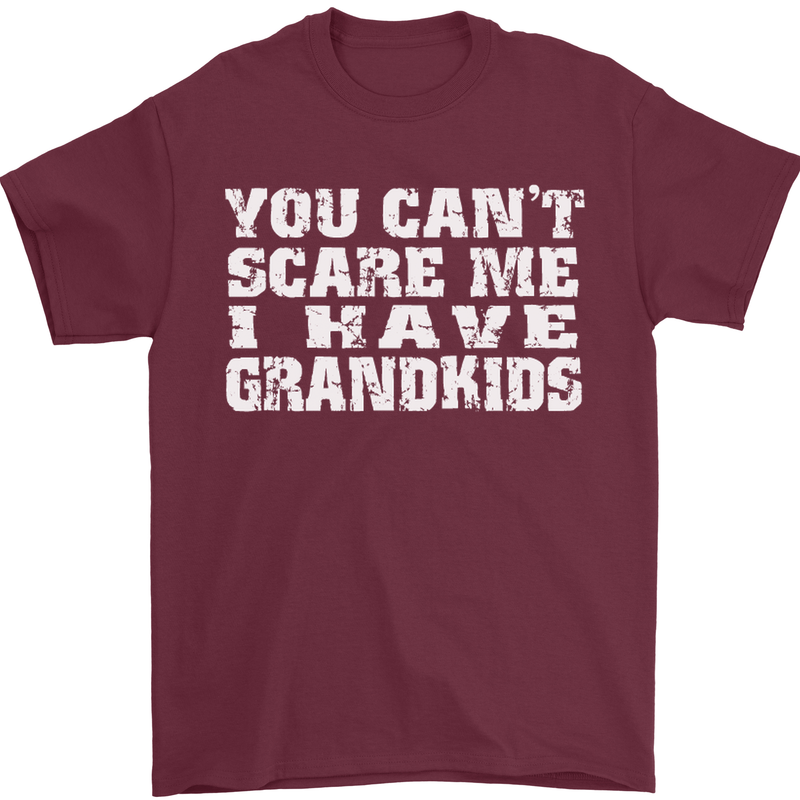 Can't Scare Me Grandkids Grandparent's Day Mens T-Shirt Cotton Gildan Maroon