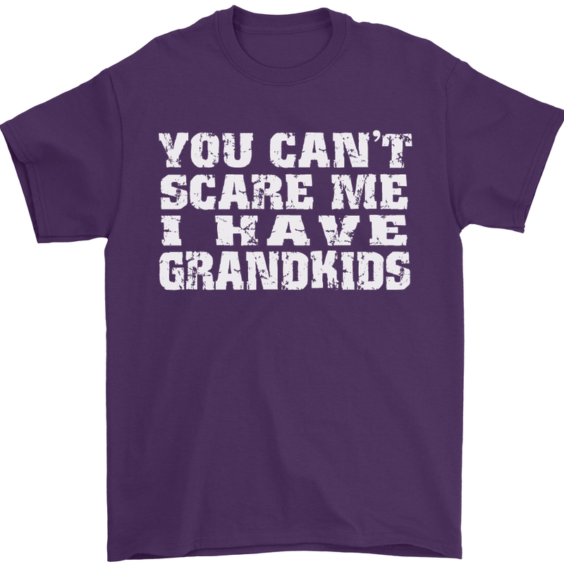 Can't Scare Me Grandkids Grandparent's Day Mens T-Shirt Cotton Gildan Purple