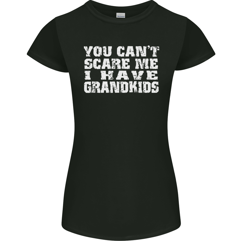 Can't Scare Me Grandkids Grandparent's Day Womens Petite Cut T-Shirt Black