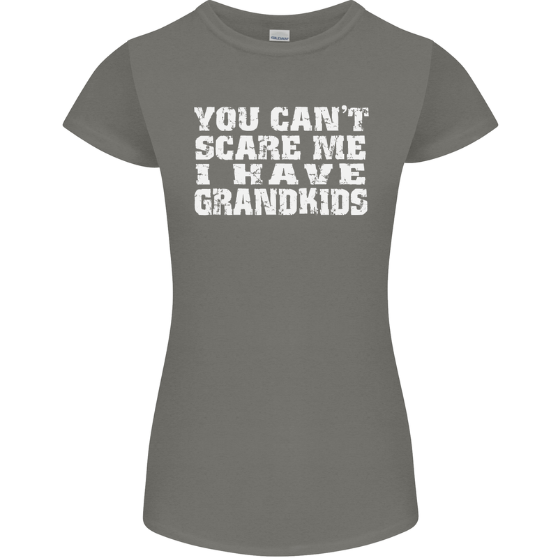 Can't Scare Me Grandkids Grandparent's Day Womens Petite Cut T-Shirt Charcoal