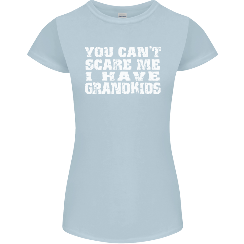Can't Scare Me Grandkids Grandparent's Day Womens Petite Cut T-Shirt Light Blue