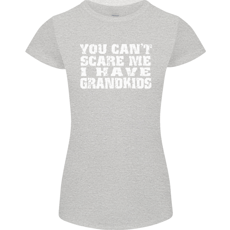 Can't Scare Me Grandkids Grandparent's Day Womens Petite Cut T-Shirt Sports Grey