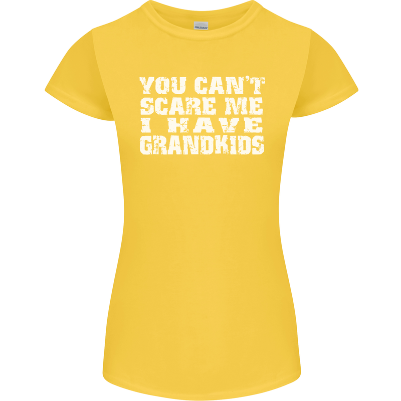 Can't Scare Me Grandkids Grandparent's Day Womens Petite Cut T-Shirt Yellow