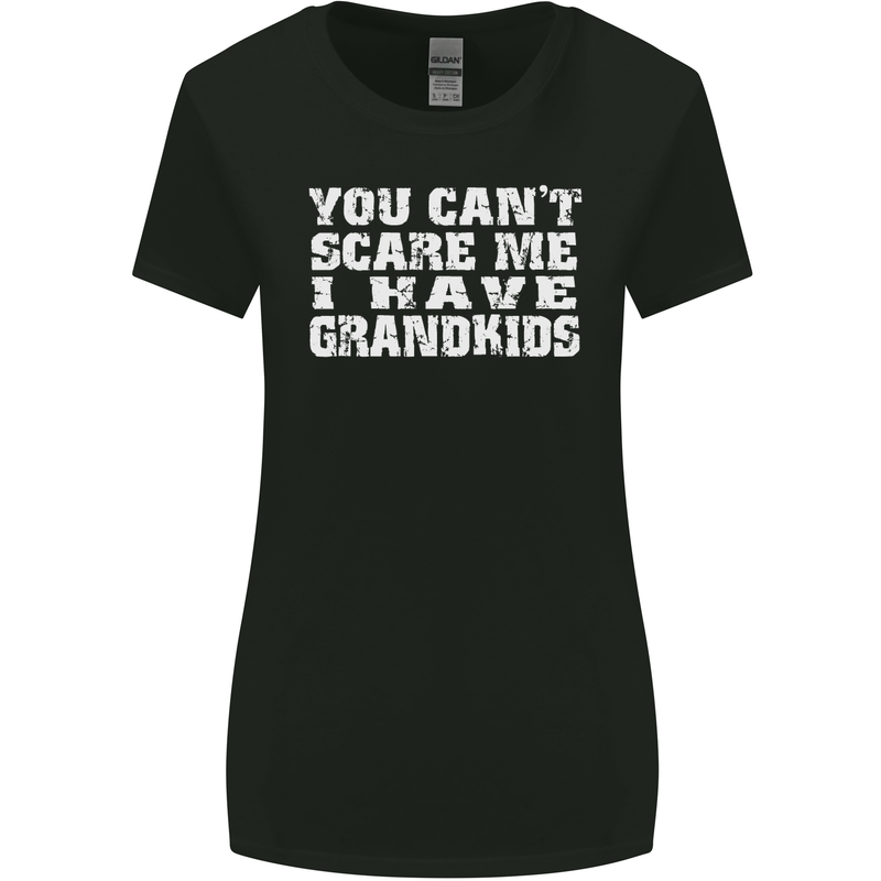 Can't Scare Me Grandkids Grandparent's Day Womens Wider Cut T-Shirt Black