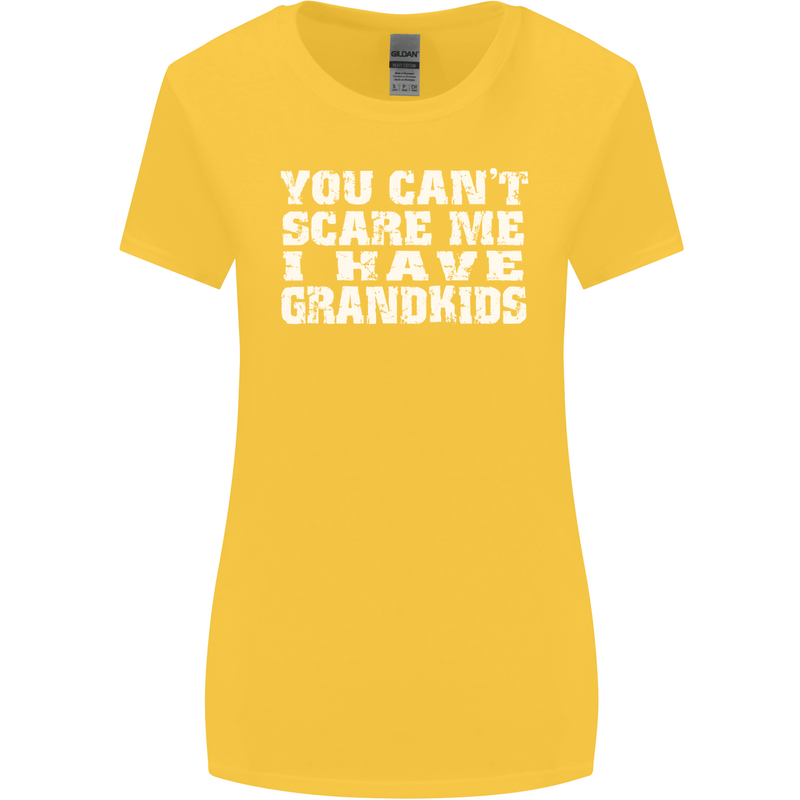 Can't Scare Me Grandkids Grandparent's Day Womens Wider Cut T-Shirt Yellow